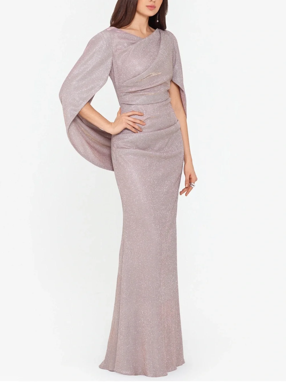 Betsy & Adam Glitter Rose Pink Evening Gown - Picture 4 of 6